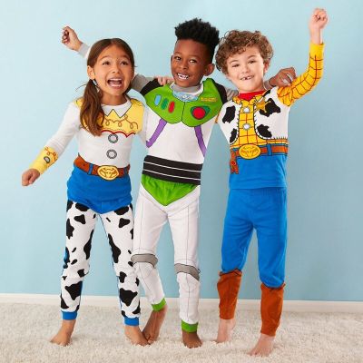 Halloween Childrens Anime Cartoon Woody and Buzz Lightyear Cosplay Costume, ToyStory Baby and Children Pajama Set 2-piece Set