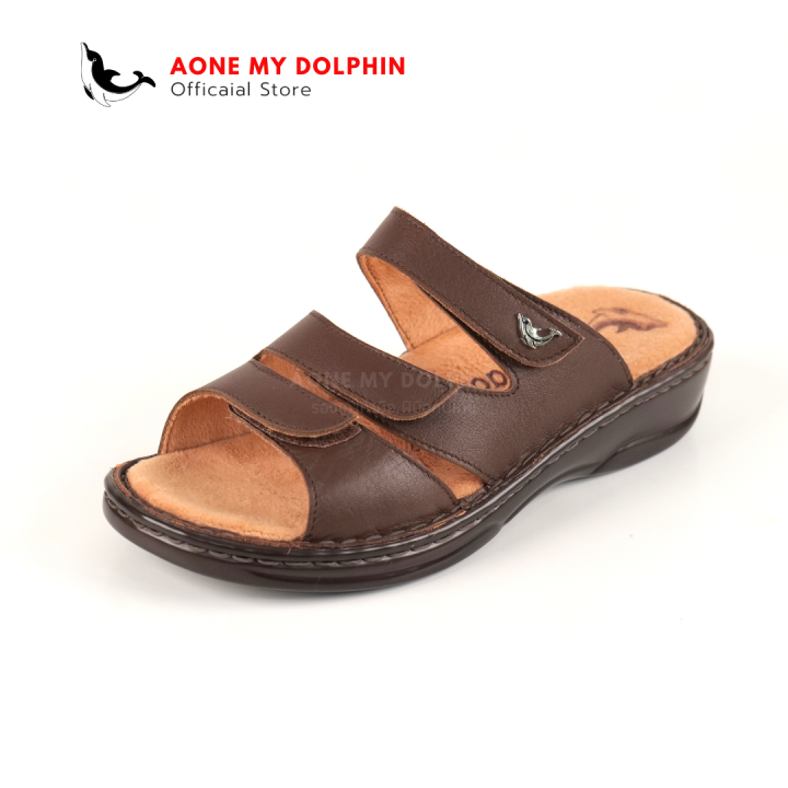 aone-my-dolphin-ลิขสิทธิ์แท้-wd17-รองเท้าแตะเพื่อสุขภาพ-แบบสวม-หนังแท้100