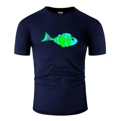 บุคลิกภาพ Happy Fish เสื้อยืดคอกลมผู้ชาย Tee เสื้อแขนสั้น Humorous Pop Top Tee