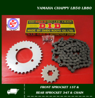 YAMAHA CHAPPY LB50 LB80 FRONT SPROCKET (15T) &amp; REAR SPROCKET (29T) &amp;  "D.i.D CHAIN #โซ่ สเตอร์หน้า 15 ฟัน สเตอร์หลัง 29 ฟัน CHAPPY / CHIPPY