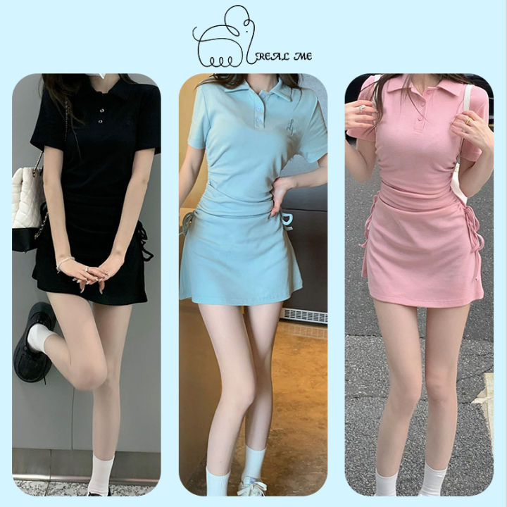 ชุดเดรสสั้นสีพาสเทลน่ารักๆ-เดรสเเฟชั่นราคาถูก-mini-dressสไตล์เกาหลี-เสื้อผ้าผู้หญิงแต่งเชือกปรับระดับได้
