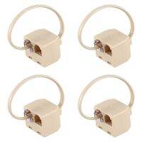 4X RJ11 6P4C 2 Way Outlet Telephone Jack Line Splitter Adapter Beige