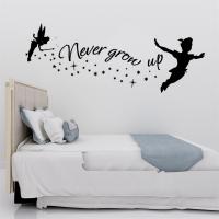 Never Up Wall Decal Pan Quote Vinyl Sticker Neverland Murals Kids Room Decoration