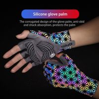 ☋❅▲ GIYO Luminous Gloves Cycling Anti-slip MTB Cycling Short Half Finger Motorcycle Gloves Outdoor Sport Mittens For Men Women