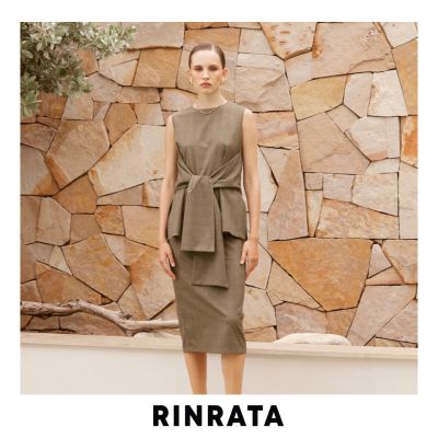 RINRATA - River Skirt กระโปรง เอวยางยืด ทรงสอบ กระโปรงทรงดินสอ ผ้าลาย สกอต คอตต้อน อย่างดี สีน้ำตาลอมเขียว กระโปรงทำงาน กระโปรงใส่เที่ยว
