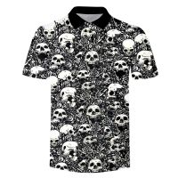 9527 Brand 3D Printed Polo Shirt Rose Skull Skeleton Men 2023 New Arrival Shirts For Man Fit Fashion Mens Shirts Tops Custom