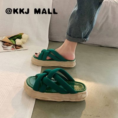 KKJ MALL รองเท้าแตะ รองเท้าหญิง เกาหลี แฟชั่น สินค้ามาใหม่ รองเท้าแตะแพลตฟอร์ม