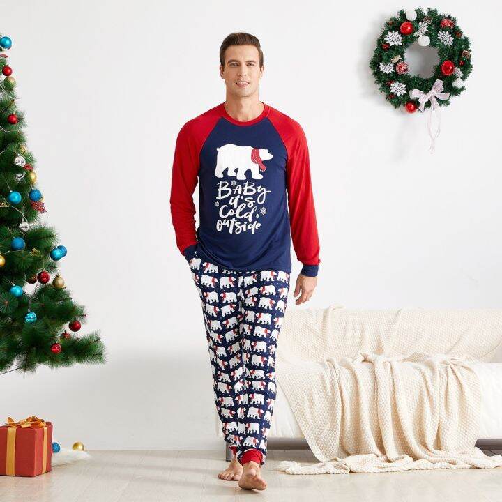 family-matching-costumes-christmas-pajamas-set-homewear-couple-girl-xmas-outfit-dad-mom-daughter-sleepwear-full-sleeve-bear