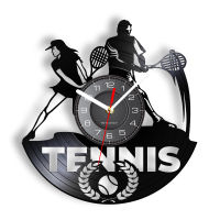 Playing Tennis Decorative Laser Cut Longplay Wall Clock Tennis Pat Ball Games Sports Wall Watch With LED Vinyl Art Athletes Gift