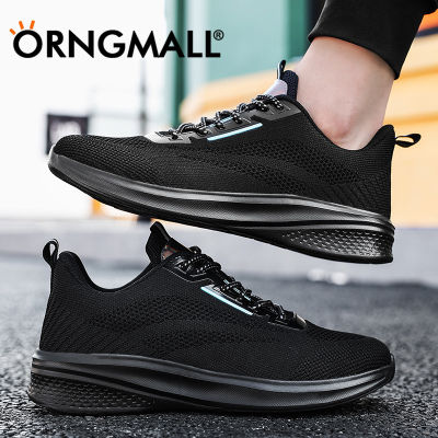 รองเท้ากีฬา ORNGMALL สำหรับผู้ชายรองเท้าผ้าใบตาข่ายระบายอากาศรองเท้าวิ่งแฟชั่นน้ำหนักเบาสีดำรองเท้าเดินสบายเชือกผูกเหมาะสำหรับชีวิตประจำวันกีฬาลำลองแนวสตรีทเหมาะกับทุกชุด39-47