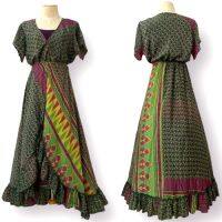 Bohemian Gipsy Dress made with Old Saree from India  high-low frill