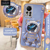 AnDyH Casing For infinix Hot 11s Nfc Phone Case Cute 3D Starry Sky Astronaut Desk Holder with lanyard