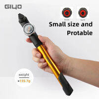 Giyo 120psi จักรยานปั๊มมินิมือจักรยานปั๊มซ่อนท่อออกแบบ T-Handle Twin Head แบบพกพายาง Inflator พร้อม Gauge