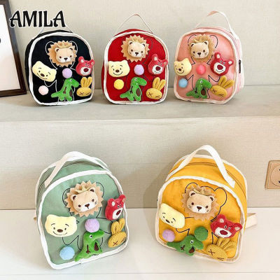 AMILA ฉบับภาษาเกาหลีของกระเป๋านักเรียนเด็กการ์ตูนหมีน่ารักถุงกระเป๋าสะพายเด็กอนุบาล