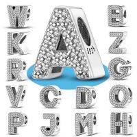 LAZA 100% Real 925 Sterling Silver 26 Letters Alphabet A-Z Charm Bead Fit Original pandora Bracelets Pendant DIY Women Jewelry