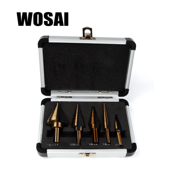 hh-ddpjwosai-5pcs-set-hss-cobalt-multiple-hole-50-sizes-step-drill-bit-set-w-aluminum-case