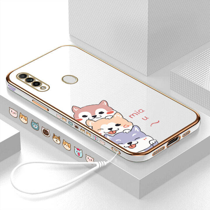 คลังสินค้าพร้อม-เคสเคสมือถือสำหรับ-oppo-a31-2020พร้อมฟรีสายคล้อง-การ์ตูนสุนัขชุบขอบสี่เหลี่ยมฝาหลังนิ่ม