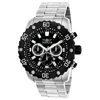 Invicta Mens Pro Diver Quartz Stainless Steel Casual Watch, Color:Silver-Toned Silver/Black