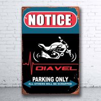 Metal Tin Sign Notice Moto Ducati Diavel Parking Only Decor Bar Pub Vintage Retro Wall Home Club Tavern Cafe Garage Art M042（Only one size: 20cmX30cm）(Contact seller, free custom pattern)