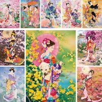 ☫ Cartoon Japanese Geisha Printed 11CT Cross Stitch DIY Embroidery Patterns Handmade Knitting Needlework Sewing Gift Sales Needle