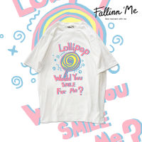 FallinnMe เสื้อยืดแขนสั้น Lollipop ขาว ดำ