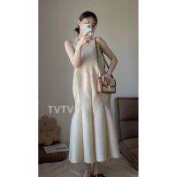 Issey Miyake TVTV ครีมชุดเค้กออกแบบผ้าทอทำเอง Miyake จีบเสื้อกล้ามชุดเงา