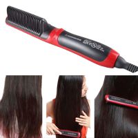 [Hot On Sale] Professional Hair Straightener Comb Smoothing Hot Brush Tourmaline Ceramic Iron Beard Hair Straightening Comb Salon Styling Tool