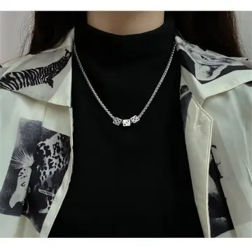 ROCKY Wu Yifan necklace hip-hop personality dice Pearl butterfly skull  smiley face necklace
