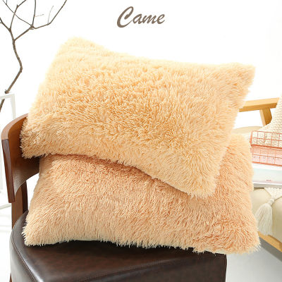 yurongfx 1Pcs Bedroom Living Room Faux Fur Pillow Cover Solid Color Plush Pillowcases Shaggy Soft Decorative Home Decor 50x70cm