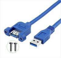 Kabel USB ekstensi 3.0 pria ke wanita kabel extender pria ke wanita dudukan Panel sekrup berpelindung ganda 0.3M 0.6M 1M 1.5M 3M 5M