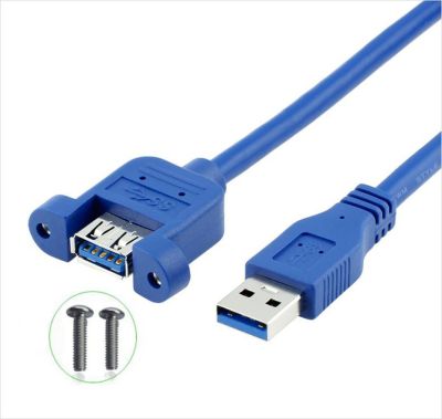 Kabel USB 3.0 ekstensi pria ke wanita kabel extender pria ke wanita pemasangan Panel sekrup berpelindung ganda 0.3M 0.6M 1M 1.5M 3M