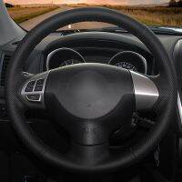 Car Steering Wheel Cover Hand-Stitched Black Artificial Leather For Mitsubishi Lancer X 10 Outlander ASX Colt Citroen C- Crosser