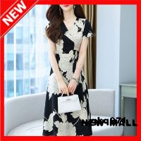 NEW MALL Dress Ladies Plus Size Korean Version Was Thin Temperament Long Floral Skirt Simple Atmosphere