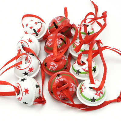 【cw】Christmas Decoration 12Pcs Reindeer Star Metal Small Jingle Bell For Home 3 Pattern 25mm Merry Christmas Tree Pendent 2022 Gift