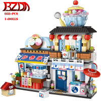 2021BZDA City Mini Street View Bricks Japanese Food Takoyaki Shaved Ice Shop Building Blocks Figures Bricks Toys For Children Gifts