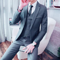 (Jacket + Pants + Vest) Mens Business Casual Suit Set Korean Slim Youth Small Suit Professional Wear Can Be Used For Wedding Grooms Best Men Suits