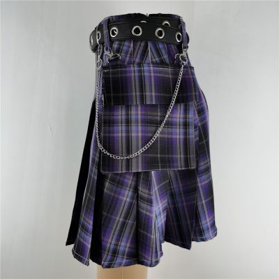 ‘；’ New Belt Pleated Skirt High Waisted Mini Cool Girl Kawaii Punk Style Vintage  Gothic Harajuku Women Clothing