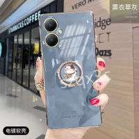 ในสต็อกใหม่เคสสมาร์ทโฟน VIVO Y27 Y78 V27e Y36 V25 V25e Y02 Y02A X90 Pro 5G 4G เคสใส่โทรศัพท์นิ่มเคลือบบางพิเศษพร้อมขาตั้งแหวนแมวนำโชคฝาครอบป้องกันกล้อง TPU สำหรับ V27