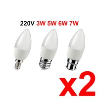 [HOT QQZIWWUJJWG 104] 2ชิ้น Led เทียนหลอดไฟ C37 3วัตต์5วัตต์6วัตต์7วัตต์ E14 220โวลต์240โวลต์3000พัน4000พัน6000พันสำหรับตกแต่งบ้านโคมไฟ