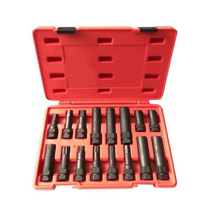 16Pcs Wheel Lock Key Removal Tool Kit Locking Lug Nut Master Set Lug