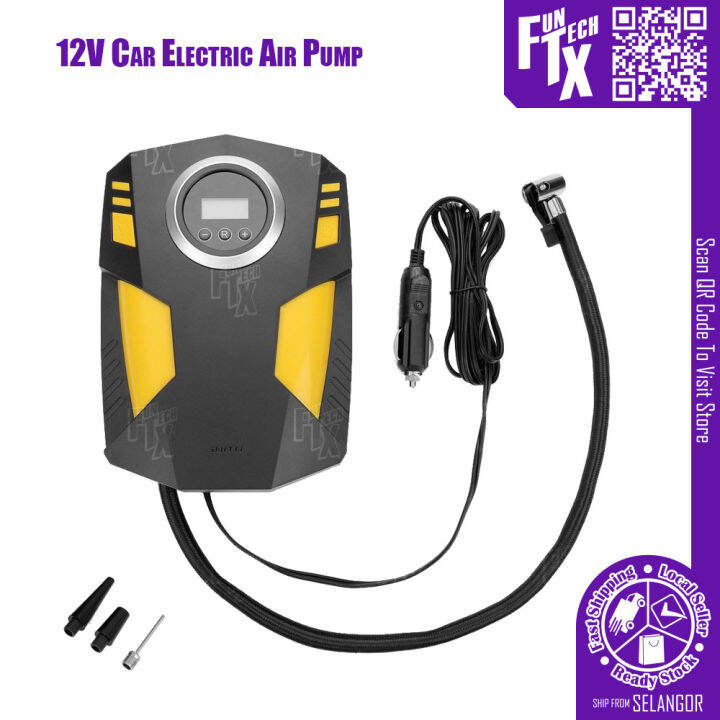 FunTechX 12V Portable Car Electric Tyre Pump Air Pump Tire Inflator Car