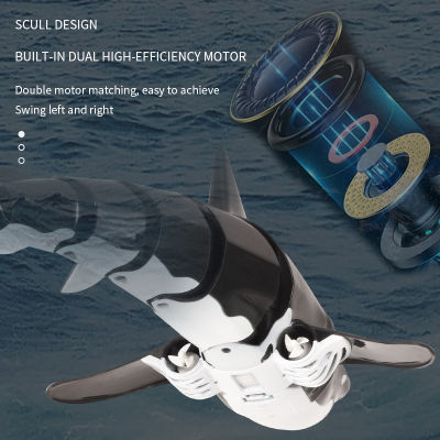 2.4กรัม RC ฉลามดำด้วยแสงกันน้ำรุ่นวิทยุสัตว์ปลาเรือไฟฟ้าแบบชาร์จฉลามของขวัญของเล่นสำหรับเด็ก