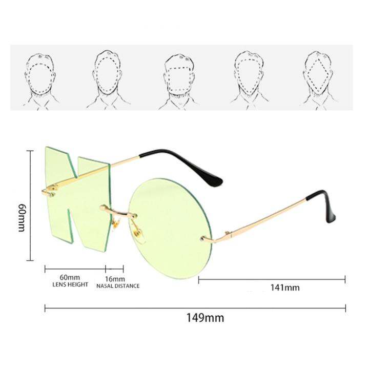 yotigar-แว่นตากันแดดฤดูร้อนลายตัวอักษรไม่มีแว่นกันแดดสำหรับปาร์ตี้วันหยุดพักผ่อนสีเขียว