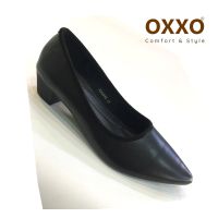 OXXO รองเท้าคัทชู รองเท้าเพื่อสุขภาพ รองเท้าแฟชั่น หญิง ใส่ทำงาน ส้นpuสูง1.5นี้ว พี้นกันลื่น หนังนิ่ม พี้นนุ่ม น้ำหนักเบาX23043 big size 41-44