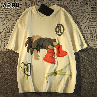 ASRV เสื้อยืดผู้ชาย เสื้อผ้าผู้ชาย t shirt for men เสื้อยืดผู้ชายการ์ตูนอเมริกันเสื้อยืดพิมพ์ลายฮิปฮอปแขนสั้นเสื้อแบบหลวมแขนสั้นสำหรับผู้ชายและผู้หญิง