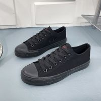 ۩  Mens shoes in the summer of low tide shoes help with canvas shoes all black male han edition tide joker students work shoes shoes sneakers