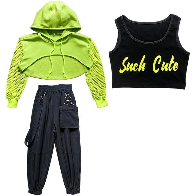 jazz-costume-hip-hop-girls-clothing-green-tops-net-sleeve-black-hip-hop-pants-for-kids-performance-modern-dancing-clothes