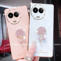 Phone Case เคส Realme11 4G 5G Realme C51 C53 NFC มุกพลอยเทียมลูกอมอมยิ้มเคสมือถือชุบโลหะปกอ่อน Realme 11 4G 5G NFC 2023