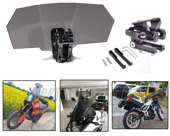 Risen Smoke Windshield Air Deflector Bracket Set Screen Protector Lockable for BMW S1000XR F800GS F700 F800 GS Adventure