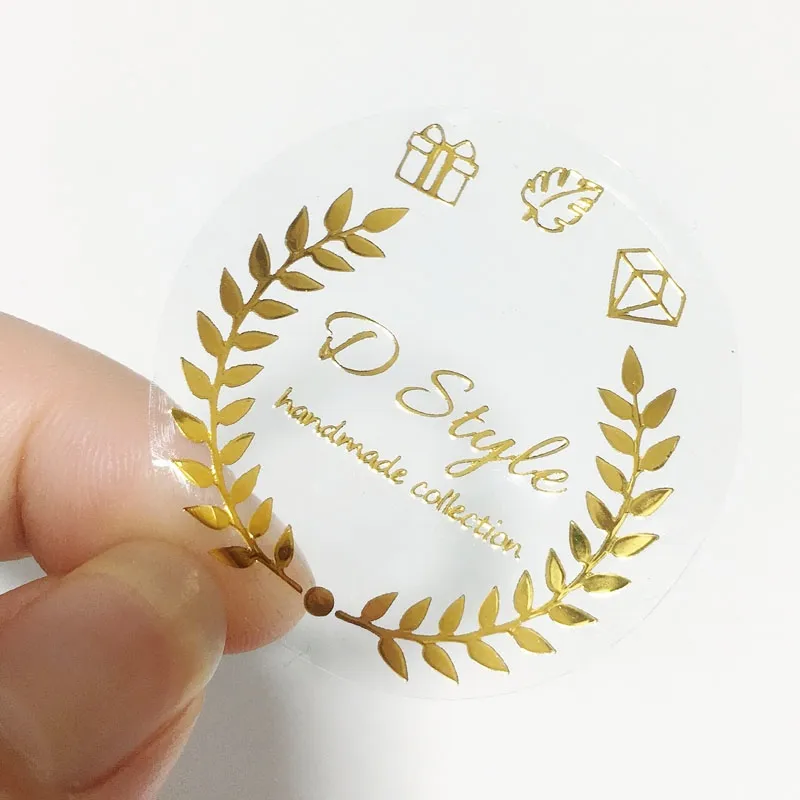 100pcs/Lot Custom Logo Stickers With Gold, Silver or Rose Gold Foil, White  Matte Round Personalized